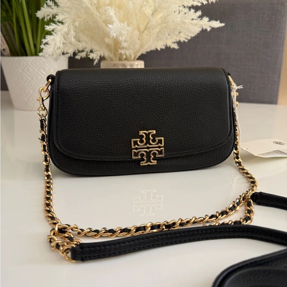 NWT Tory Burch Britten Convertible Leather Crossbody black 138772 ($525)